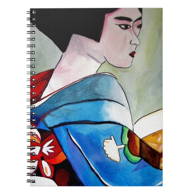 Japanese Geisha with Blue Kimono original art Notebook (Front)