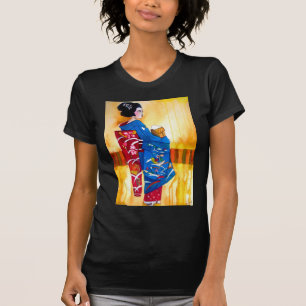 Japanese Geisha with blue kimono T-Shirt