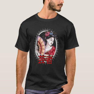 Japanese Geisha With Fan Japan Woman Geisha T-Shirt