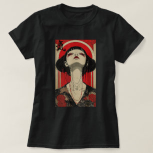 Japanese Geisha Woman Art Kanji Tokyo Japan Hanami T-Shirt