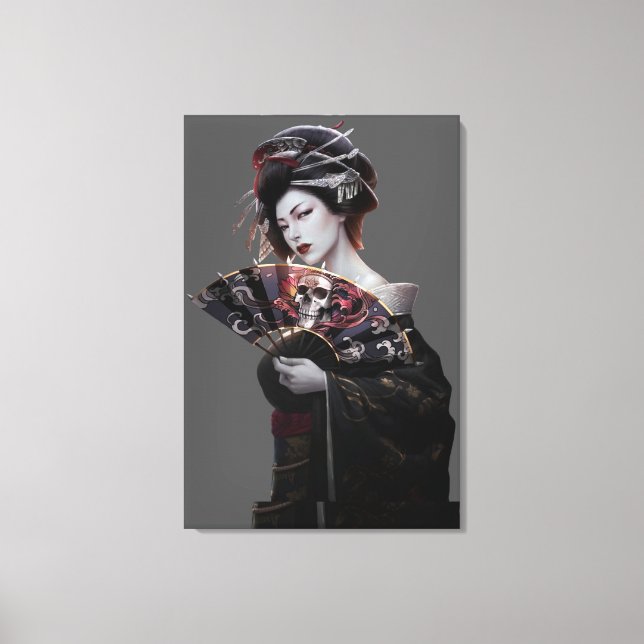 Japanese Geisha Woman Art Wrapped Canvas (Front)