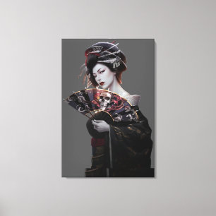 Japanese Geisha Woman Art Wrapped Canvas Print