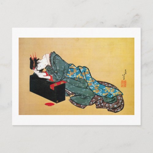 Japanese Geisha Woman Hokusai Ukiyo_e Postcard