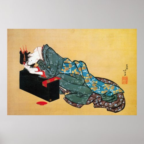 Japanese Geisha Woman Hokusai Ukiyo_e Poster