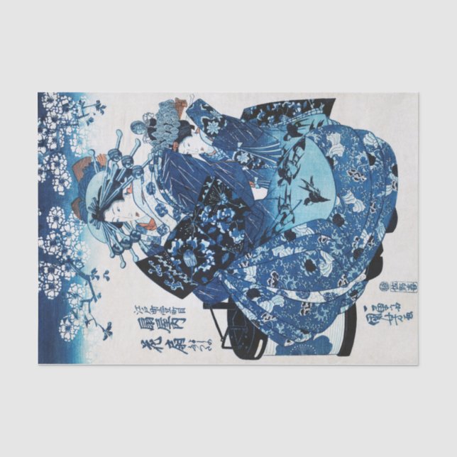 Japanese Geisya Woman, Kuniyoshi, Ukiyo-e Tissue Paper (Front)