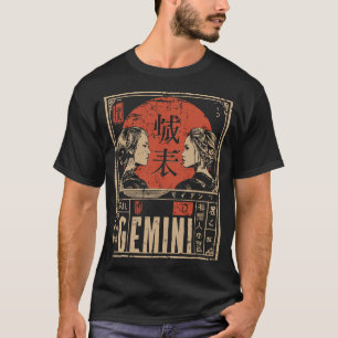 Japanese Gemini Zodiac   Red Sun Twins T-Shirt