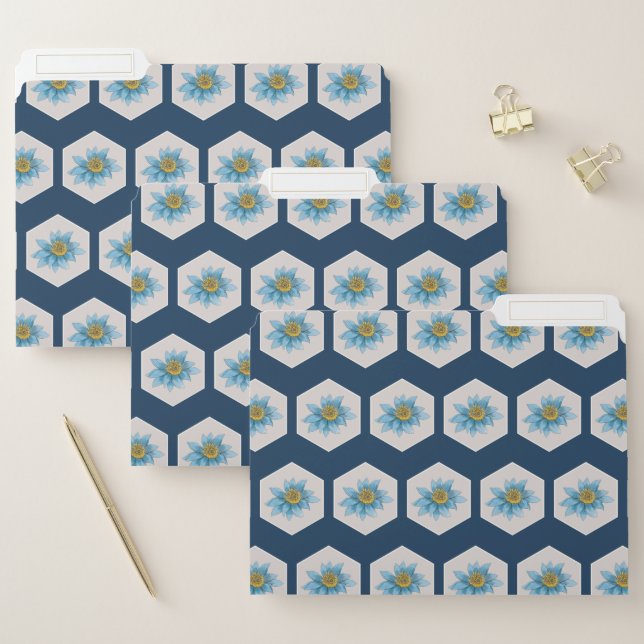 Japanese Geometric Lily Flower Pattern  File Folder (Set)