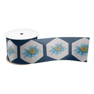 Japanese Geometric Lily Flower Pattern  Satin Ribbon
