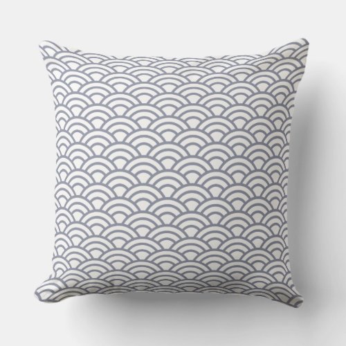 Japanese Geometric Modern Fish Scale Pattern Outdoor Pillow
