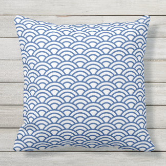 Japanese Geometric Modern Fish Scale Pattern Throw Pillow