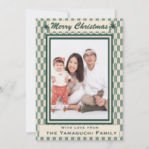 Japanese Geometric Yagasuri Pattern Photo Holiday  Card