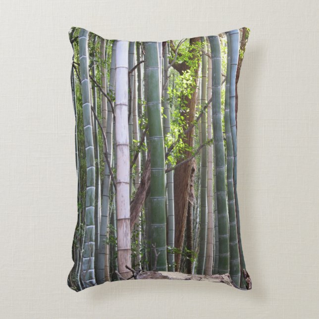 Japanese Giant Bamboo Forest, Sagano, Kyoto, Japan Accent Pillow (Front(Vertical))