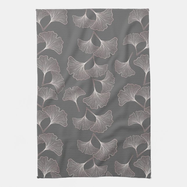 Japanese Ginkgo Leaf Pattern Kitchen Towel (Vertical)