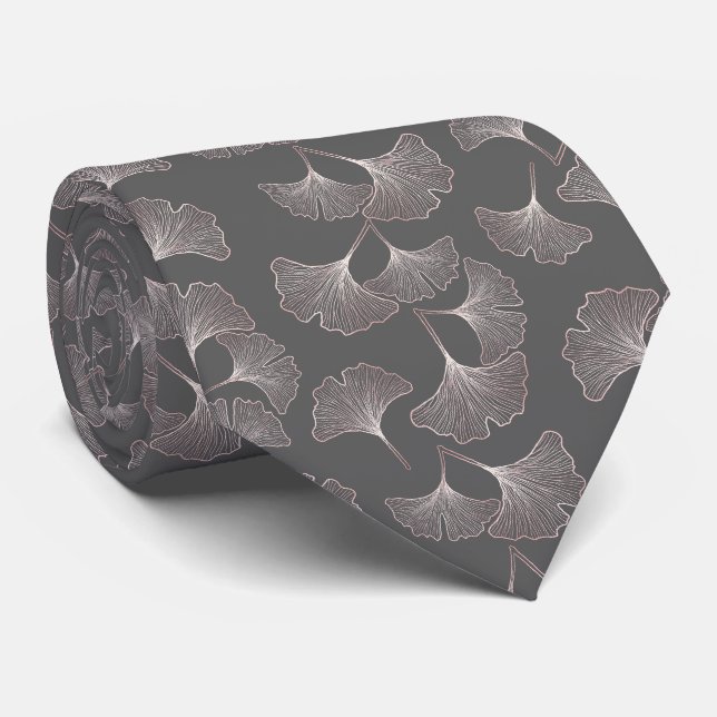 Japanese Ginkgo Leaf Pattern Neck Tie (Rolled)