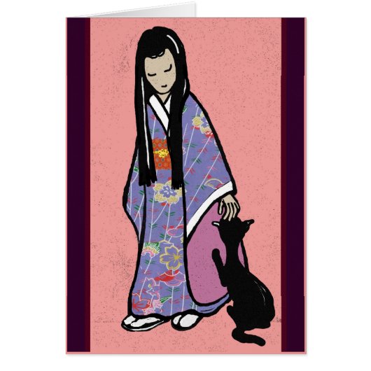 Japanese girl and her cat cards (Front)