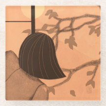 Japanese Girl Autumn Classy Glass Coaster