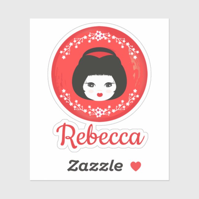 Japanese Girl Doll in Red Design Sticker (Sheet)