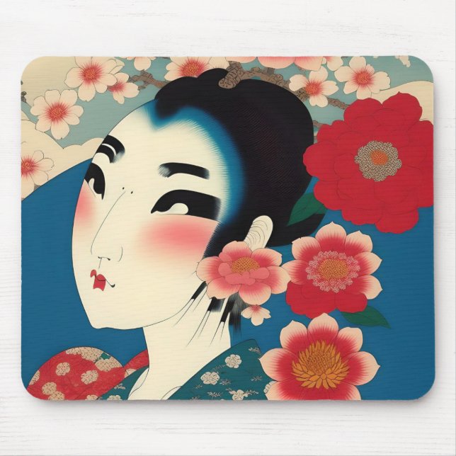 Japanese Girl Mouse Mouse Pad (Front)