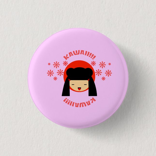 japanese girl pinback button (Front)