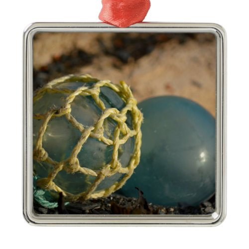 Japanese Glass Fishing Float Metal Ornament