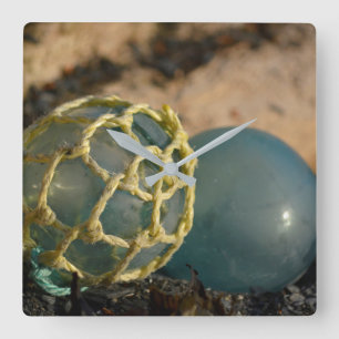 Japanese Glass Fishing Float Square Wall Clock
