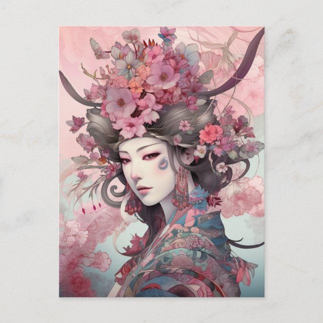 Japanese Goddess Fantasy Art Postcard (Front)