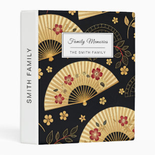 Japanese Gold Fan Sakura Pattern Mini Binder