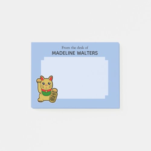 Japanese Golden Beckoning Cat Personalized Post_it Notes