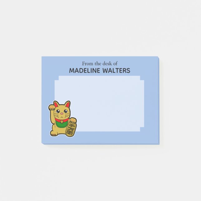 Japanese Golden Beckoning Cat Personalized Post-it Notes (Front)