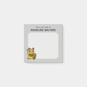 Japanese Golden Lucky Cat Personalized Post-it Notes