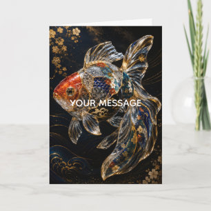Japanese Goldfish Kintsugi Glass Art Personalized  Card
