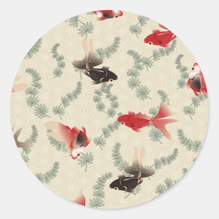 Japanese Goldfish Round Sticker