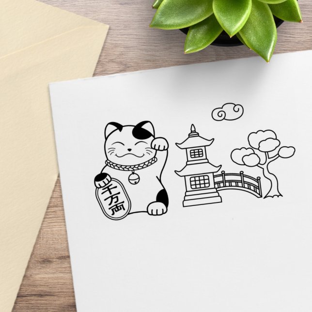 Japanese Good Luck Cat Rubber Stamp (Creator Uploaded)