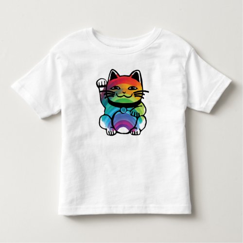 Japanese Good Luck Cat with Rainbow Toddler T_shirt