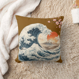 Japanese Great Wave Mount Fuji Throw Pillow