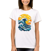Japanese Great Wave Ocean Sunset Graphic Art