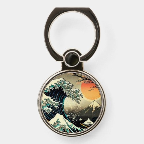 Japanese Great Wave of Kanagawa art Phone Ring Stand