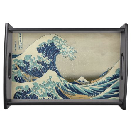 Japanese Great Wave Off Kanagawa By Hokusai Serving Tray