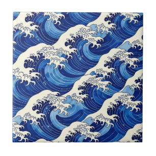 Japanese Great Wave Pattern Ocean Ceramic Tile