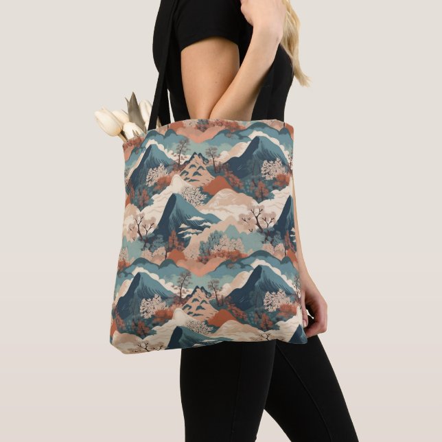 Japanese Great Wave Pattern  Tote Bag (Close Up)