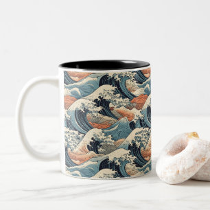 Japanese Great Wave Pattern Two-Tone Coffee Mug