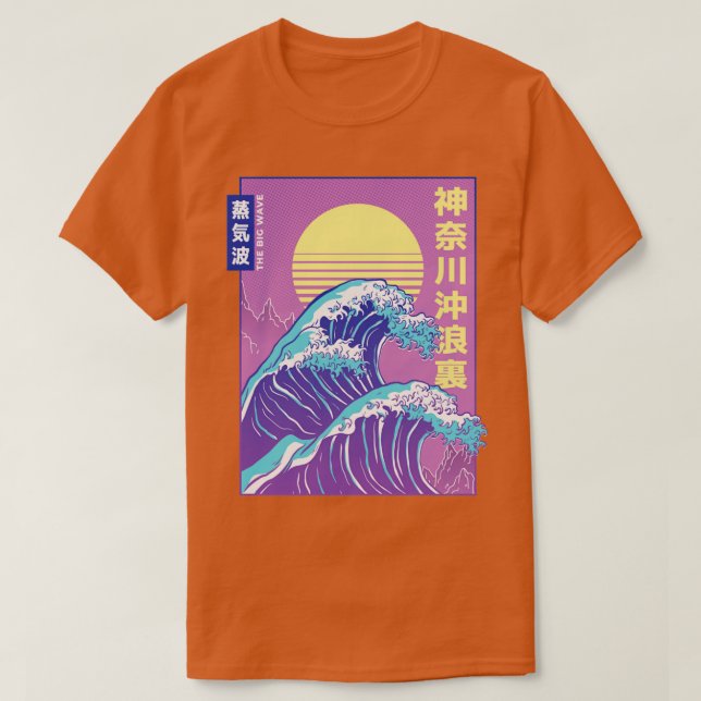 Japanese Great Wave Retrowave  Synthwave T-Shirt (Design Front)