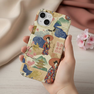 Japanese Green Anime Moodboard Art cartoon gift iPhone 15 Case