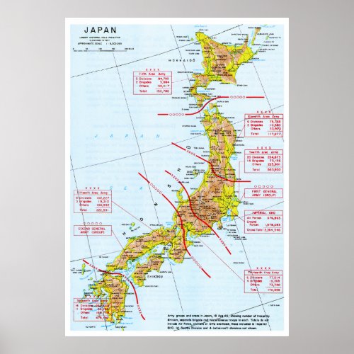 Japanese Ground Forces World War II Map in Japan Poster