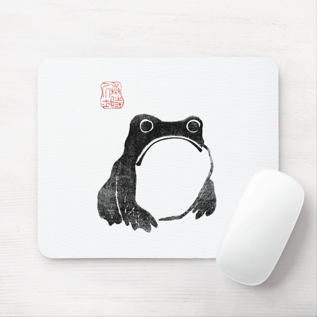 Japanese Grumpy Frog Toad Unimpressed Animal Funny Mouse Pad (With Mouse)