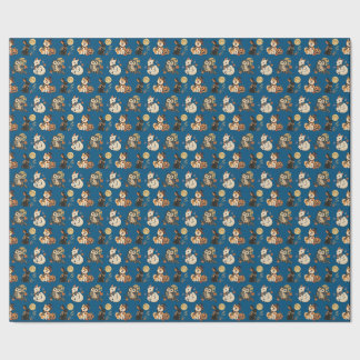 Japanese Halloween Kitsune Pumpkin Yokai Pattern Wrapping Paper