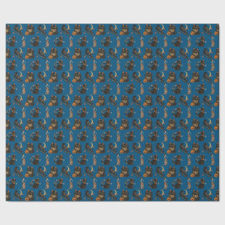 Japanese Halloween Kitsune Pumpkin Yokai Pattern Wrapping Paper