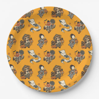 Japanese Halloween Yokai Pattern Paper Plates