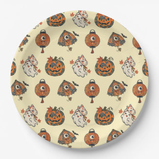 Japanese Halloween Yokai Pattern Paper Plates