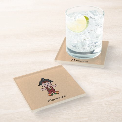 Japanese Hero Peach Boy Momotaro Glass Coaster